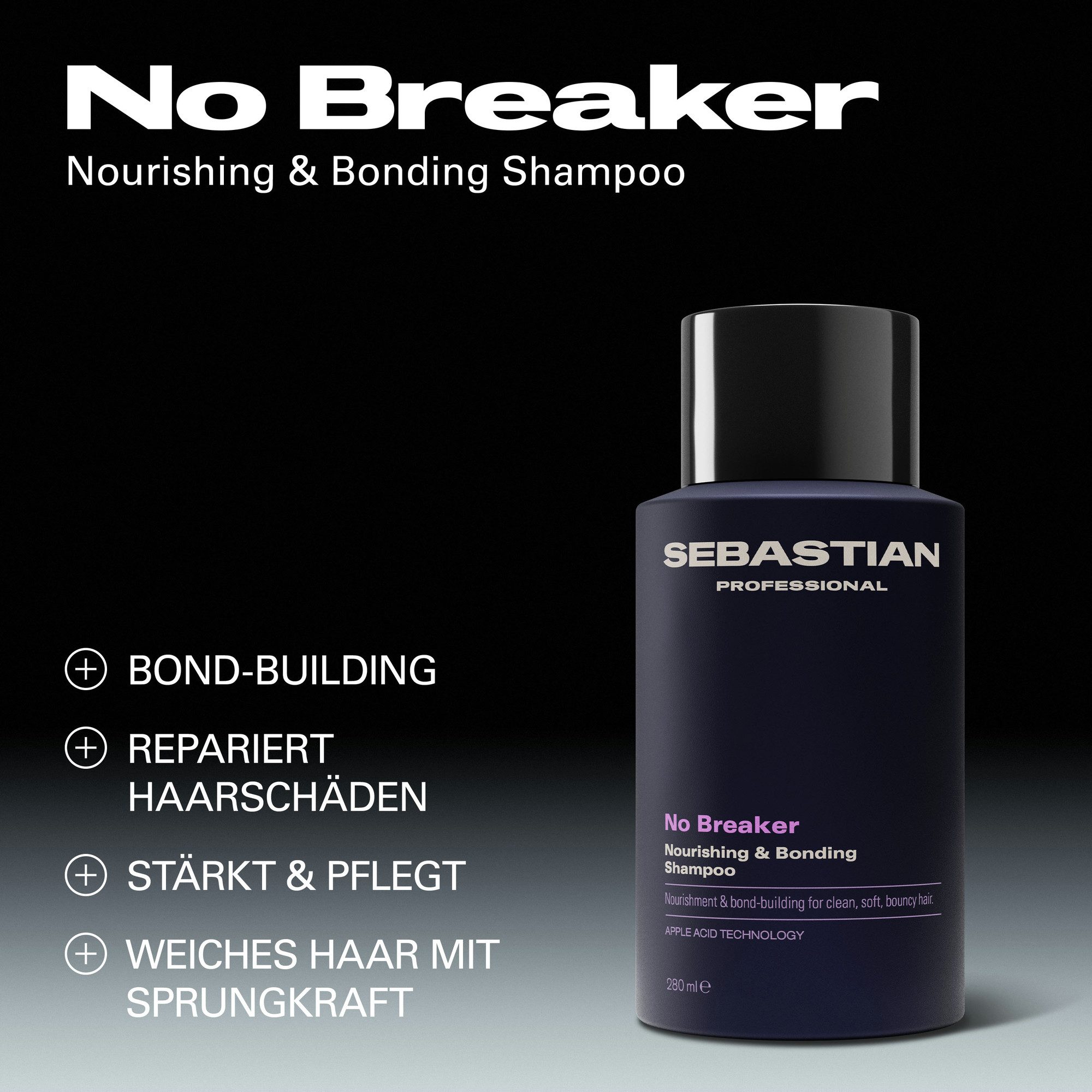 Sebastian Professional Haarshampoo No Breaker Bonding Shampoo, für geschädigtes, glanzloses, trockenes und widerspenstiges Haar