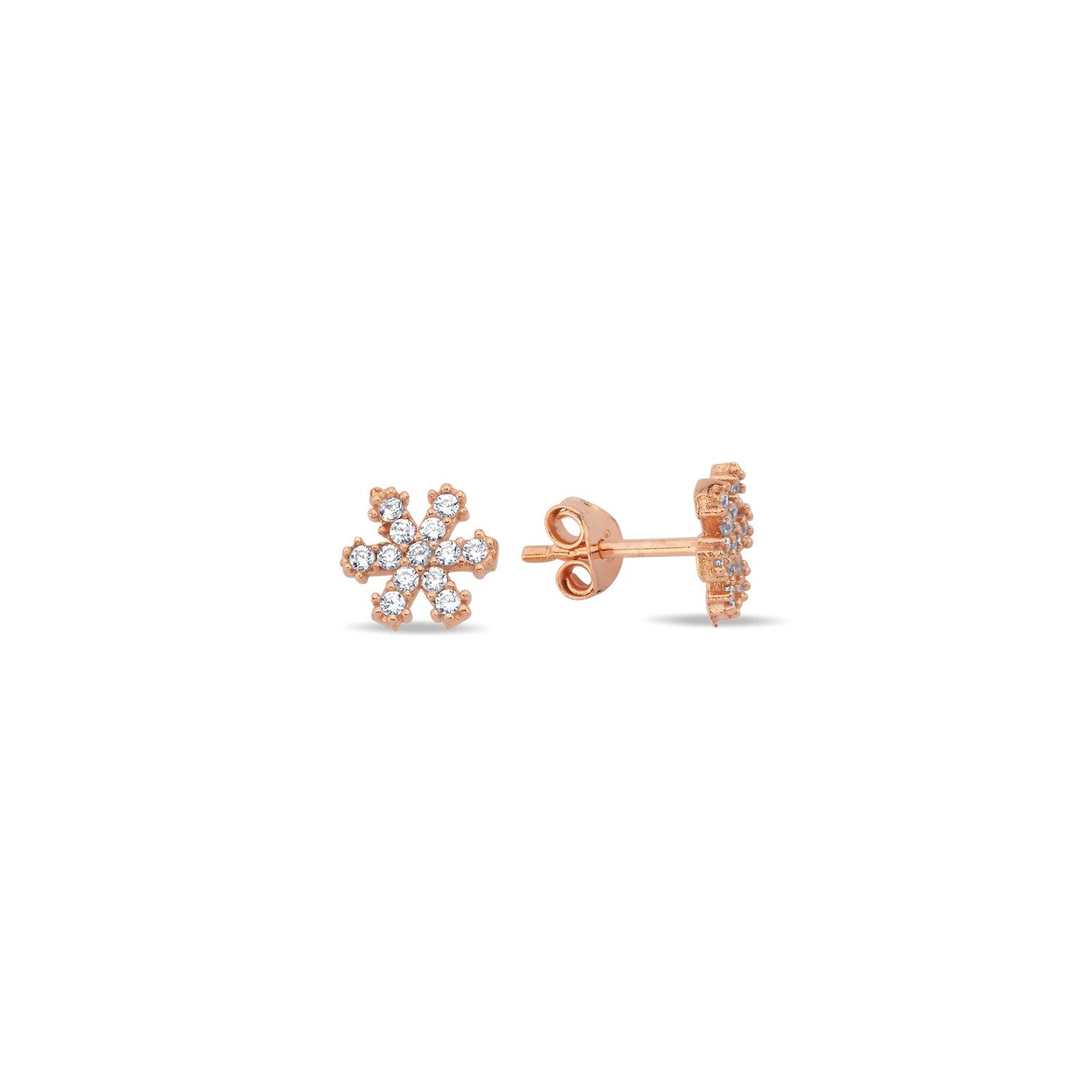Nisan Ohrring-Set, Ohrstecker, 925er Silber, Roségold, Zirkonia, Schneefloc günstig online kaufen