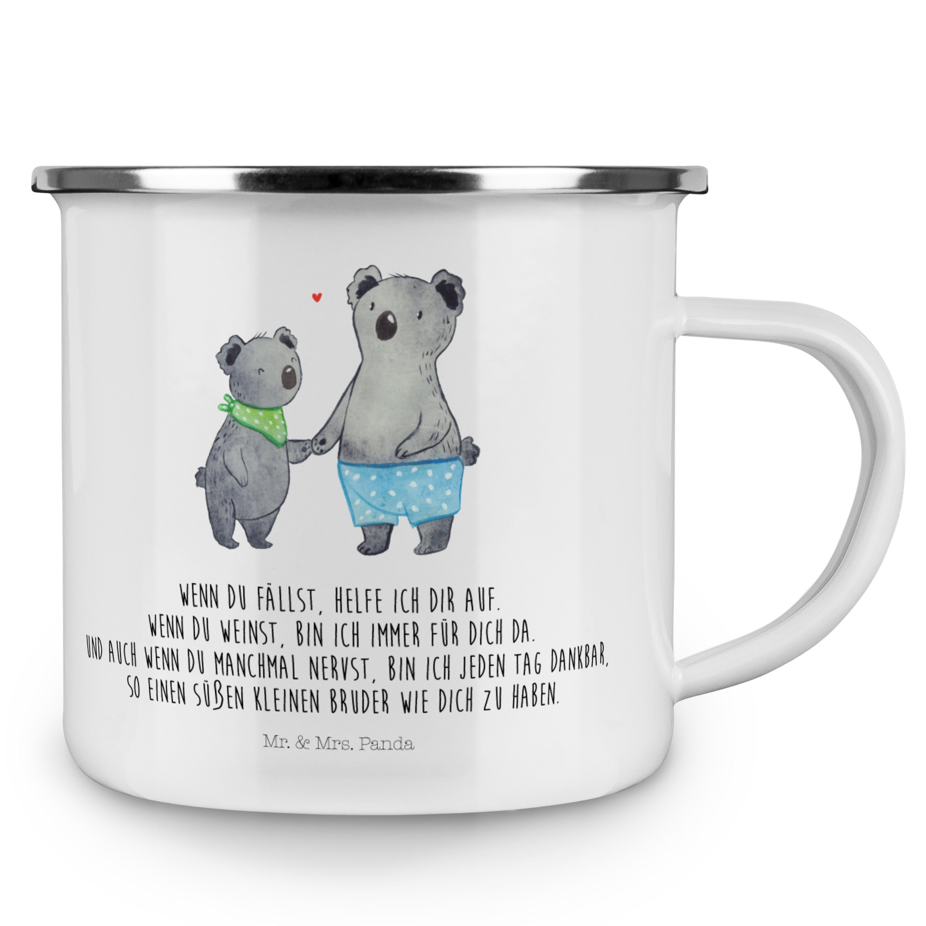 Mr. & Mrs. Panda Becher Blechtasse, Muttertag, Weiß - Kaffee Geschenk, Emaille - Kleiner Bruder Koala