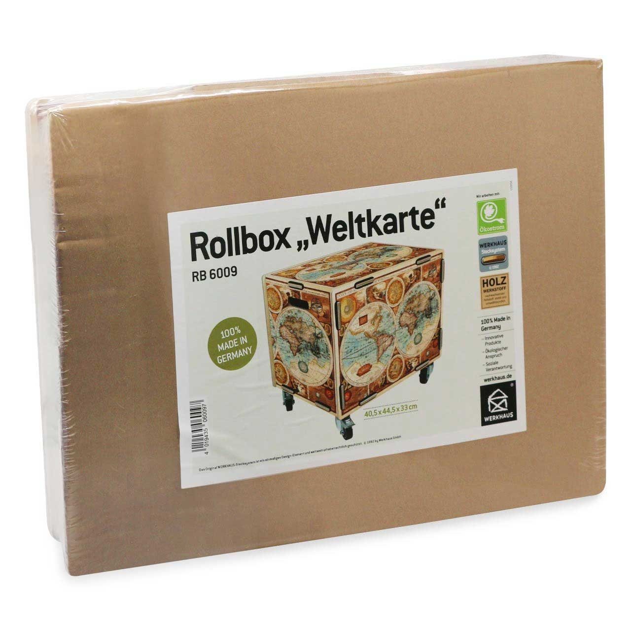 WERKHAUS® Rollcontainer Werkhaus Rollbox Rollcontainer Tisch Aufbewahrungsbox m.Deckel