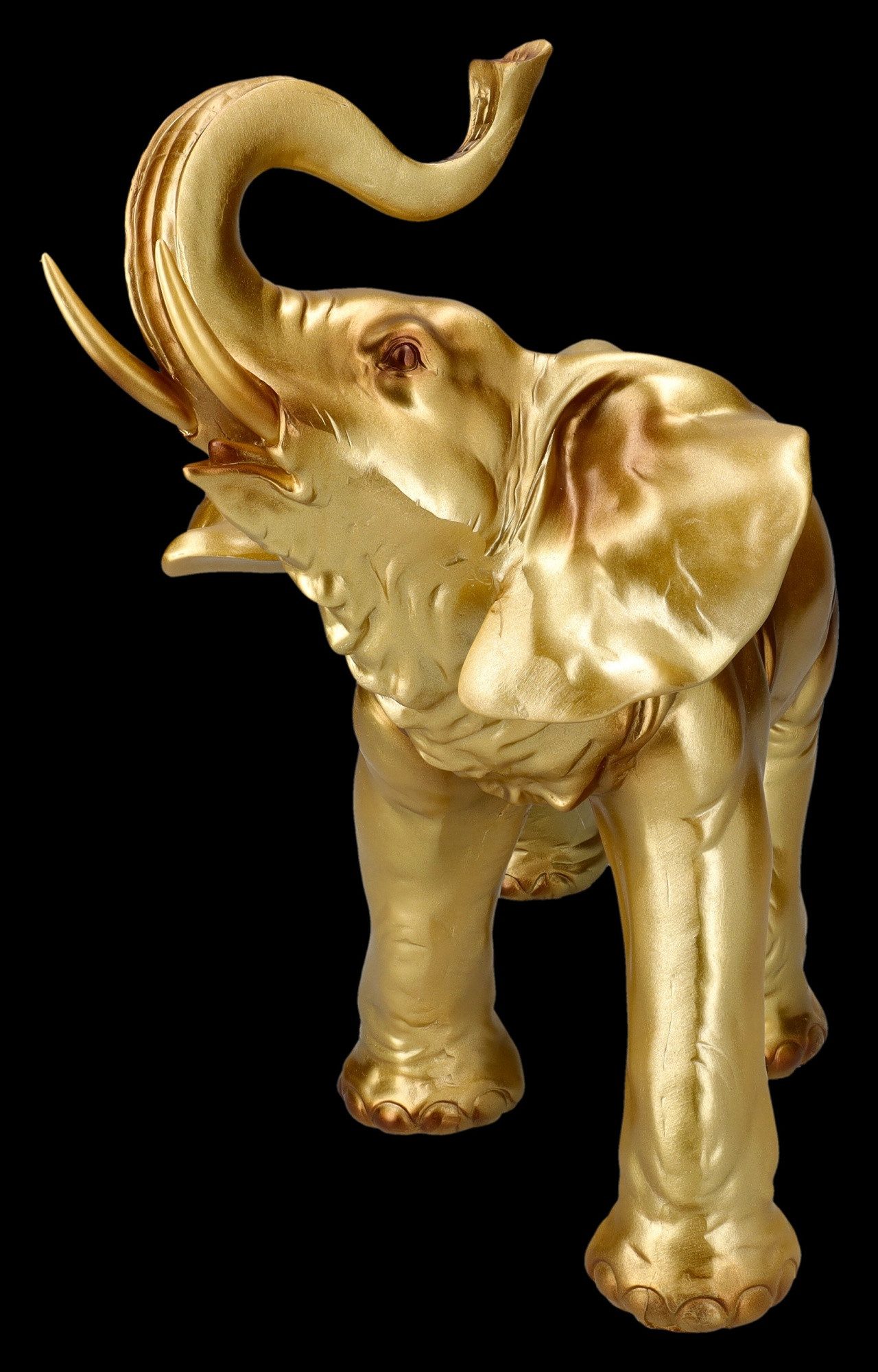 Figuren Shop GmbH Tierfigur Elefanten Figur - Goldener Bulle - Tierfigur Dekofigur Gold Dekoration