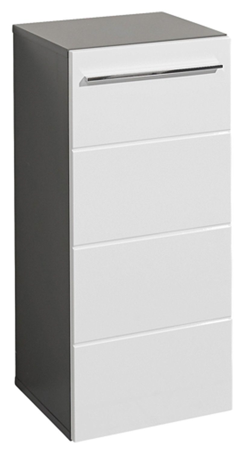 Unterschrank GLOSS, B 34 cm, Anthrazit, Weiß Hochglanz, 1 Tür, 2 Fächer