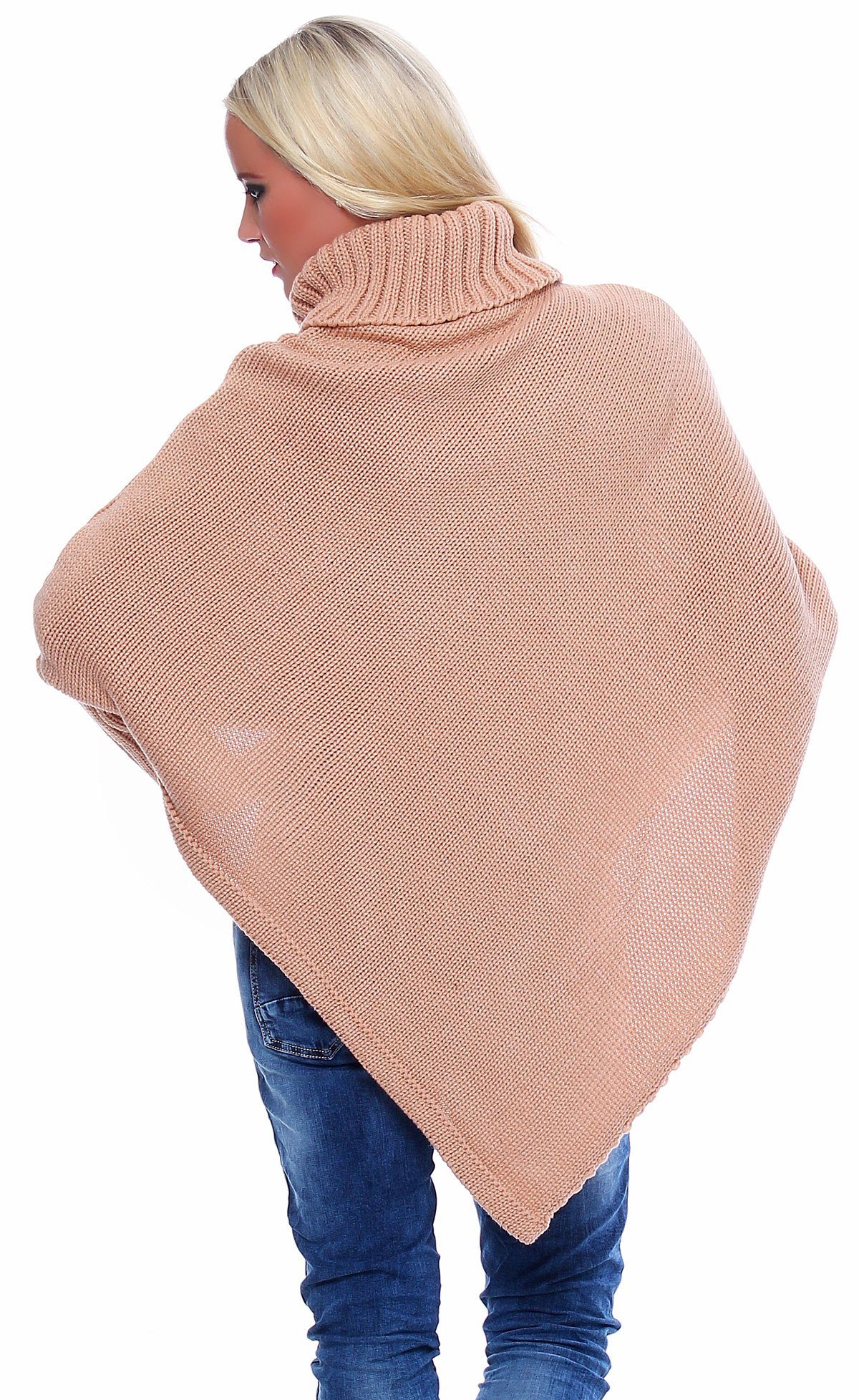 Mississhop Strickponcho Poncho Überwurf Umhang 3001 Pullover Milchkaffee M. Sweatshirt Strick