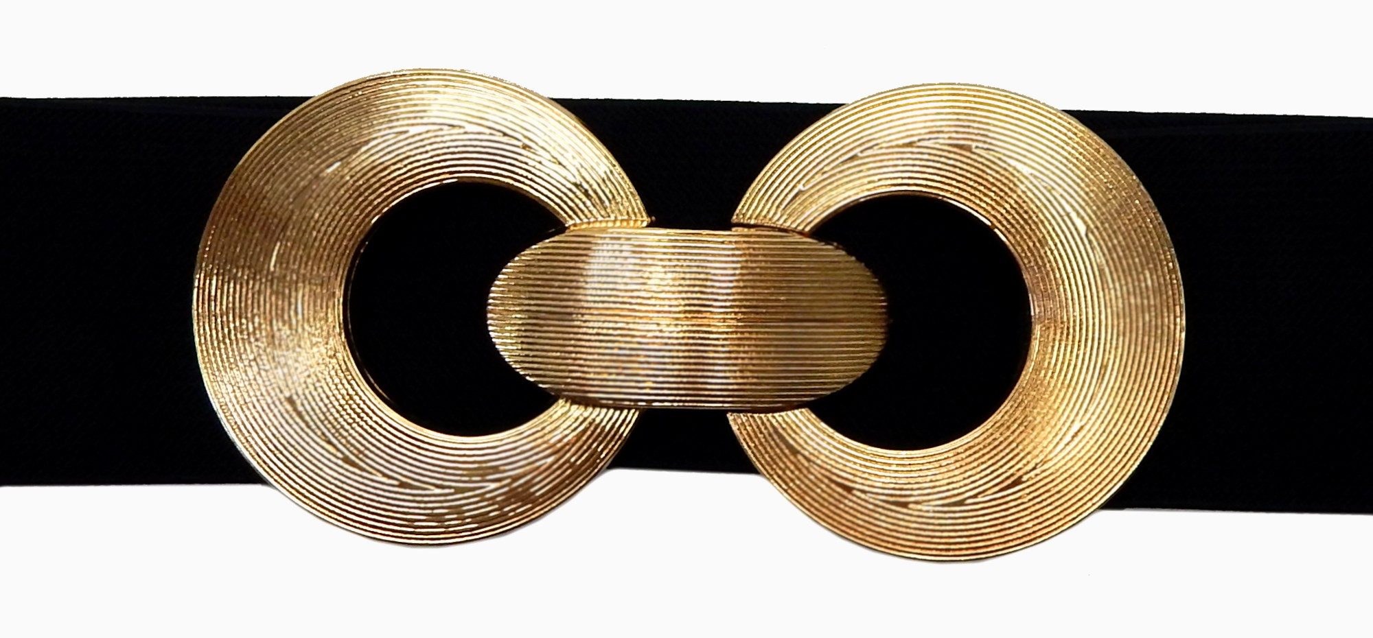 Ella Jonte Stretchgürtel elastischer Taillengürtel mit Statement-Doppelring-Schnalle 75 - 90 cm