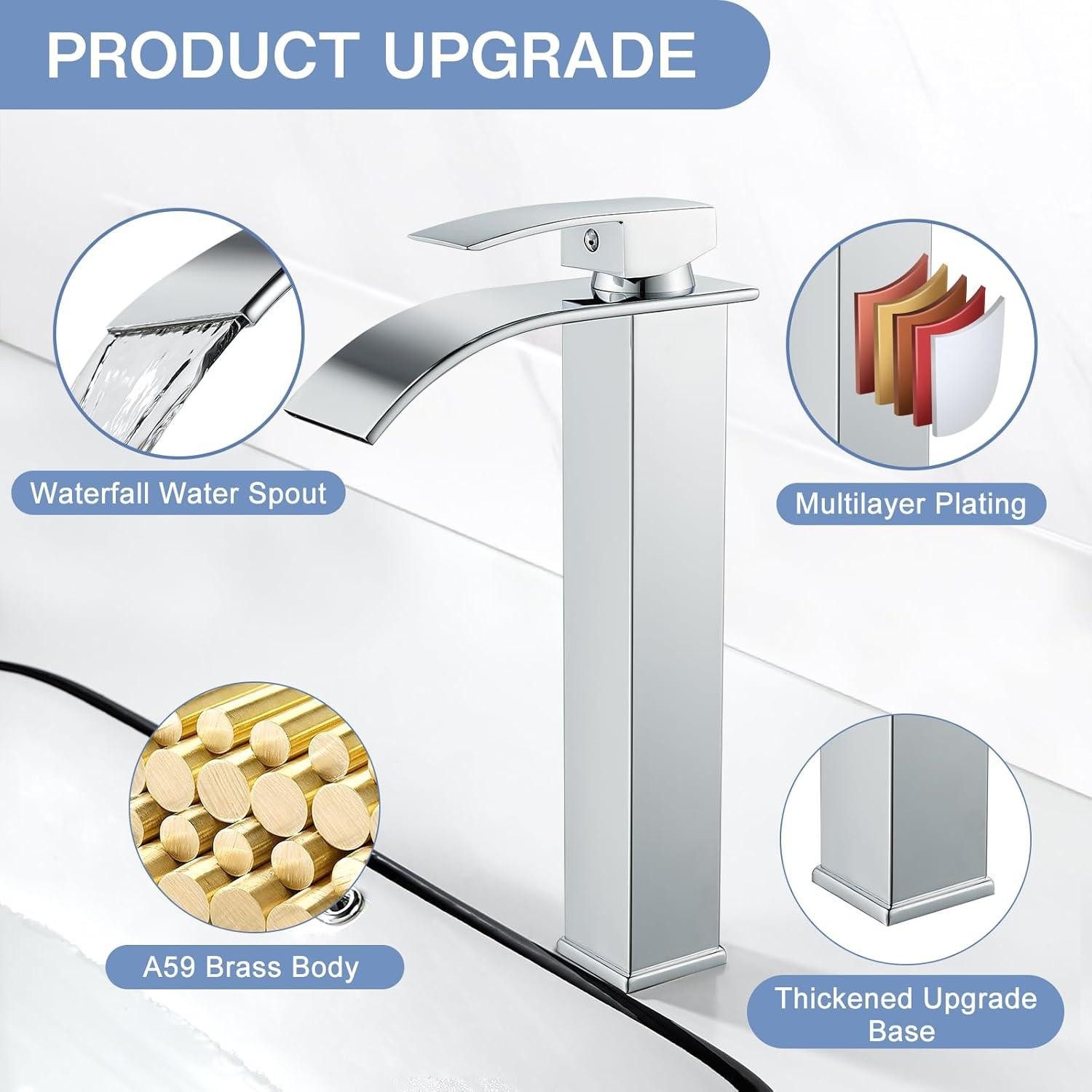 LuxusKollektion Waschtischarmatur Wasserhahn Bad Modern Wasserfall günstig online kaufen