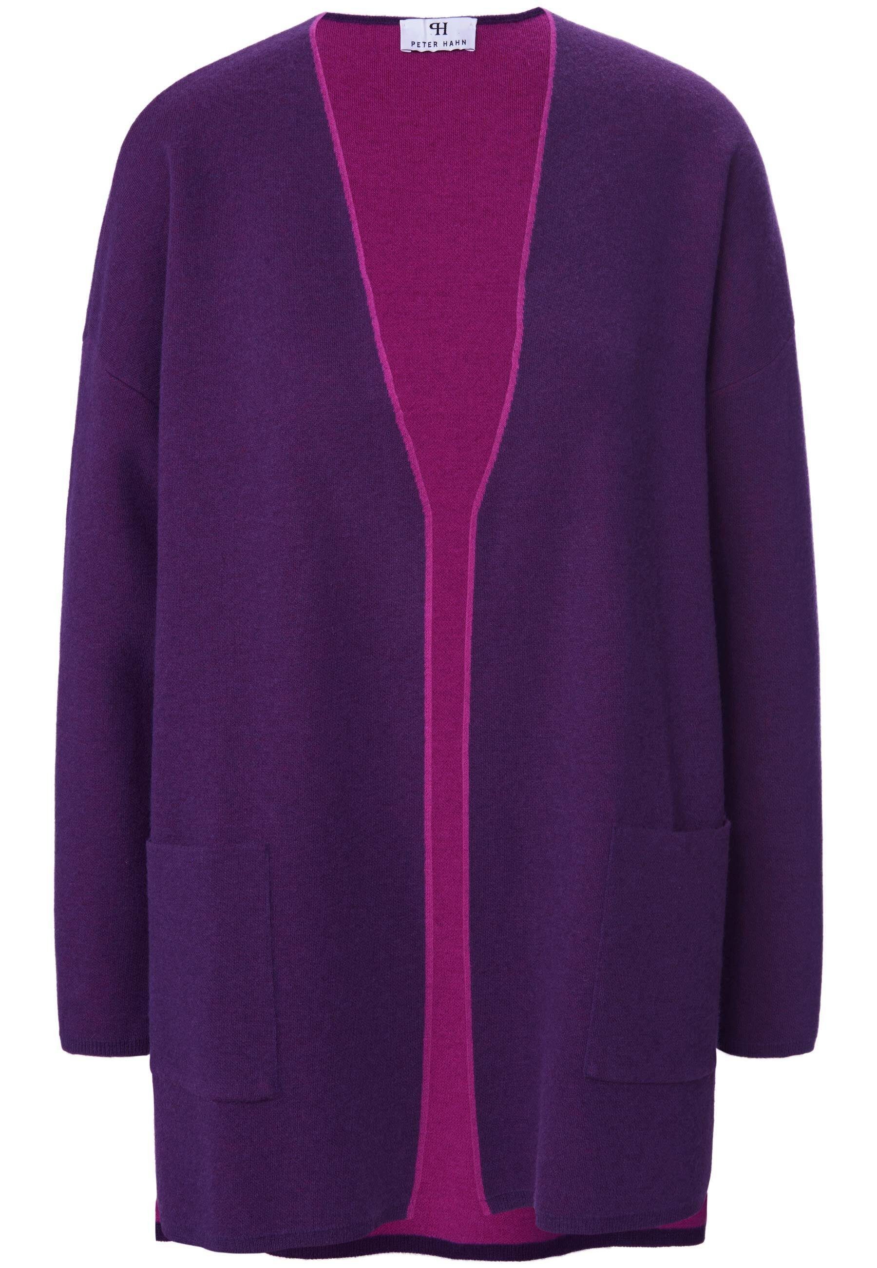 Hahn wool new Peter Cardigan dunkelviolett/pink