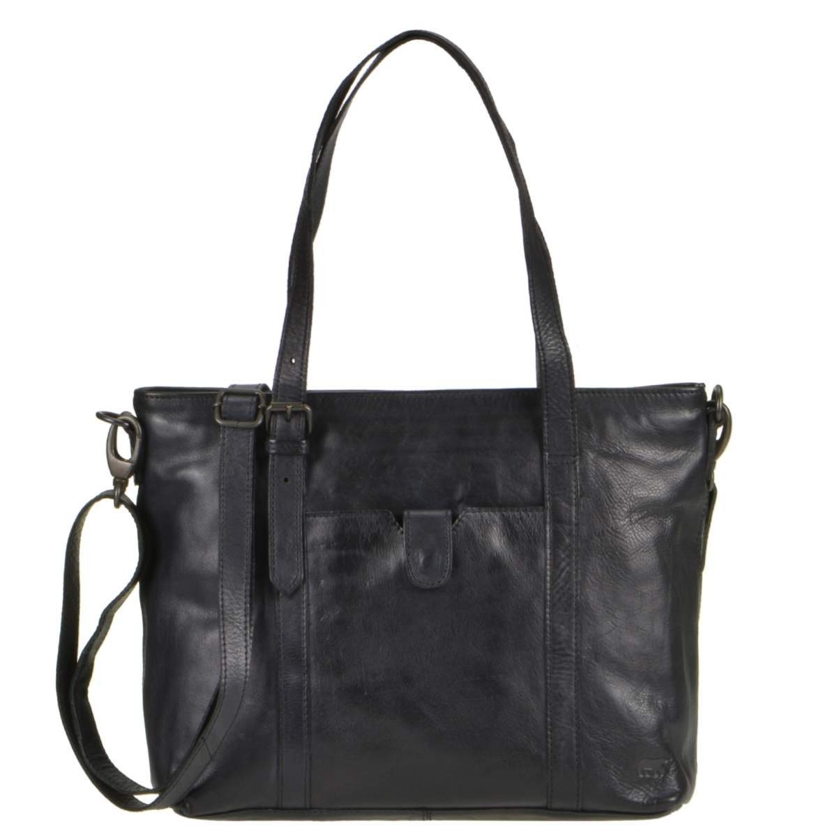 Handtasche, Bear Leder Schultertasche, schwarz Umhängetasche Design knautschiges Shopper, Diede,