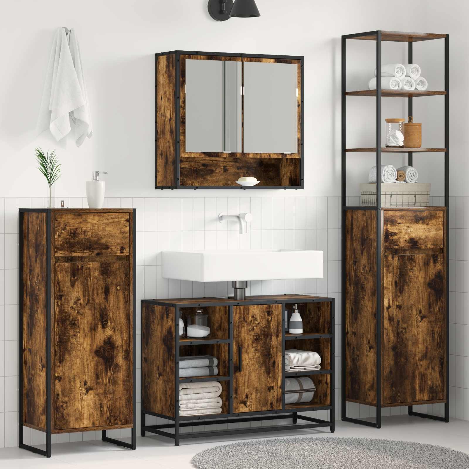 vidaXL Badezimmerspiegelschrank Badezimmerschrank Raucharbe 40 x 30 x 180 cm Holzwerkstoff (1-St)