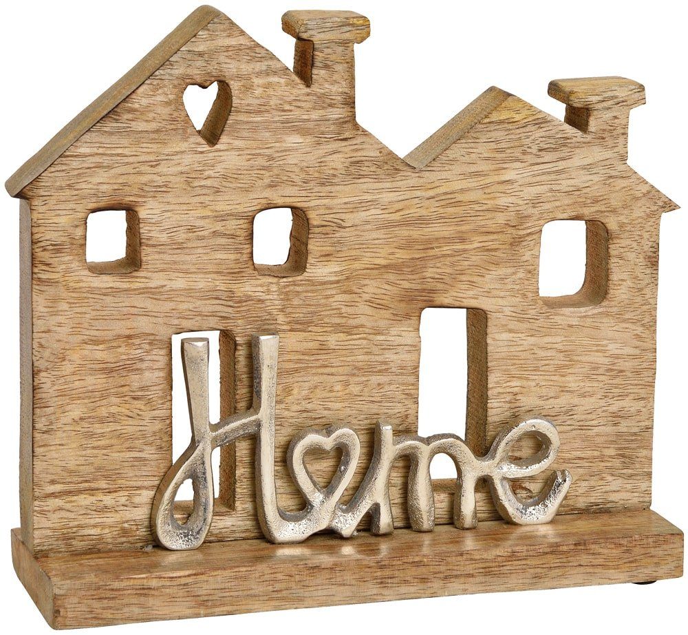 matches21 HOME & HOBBY Dekofigur Haus & Schriftzug HOME Dekofigur Holz & Metall braun 1 Stk 24 cm (1 St)