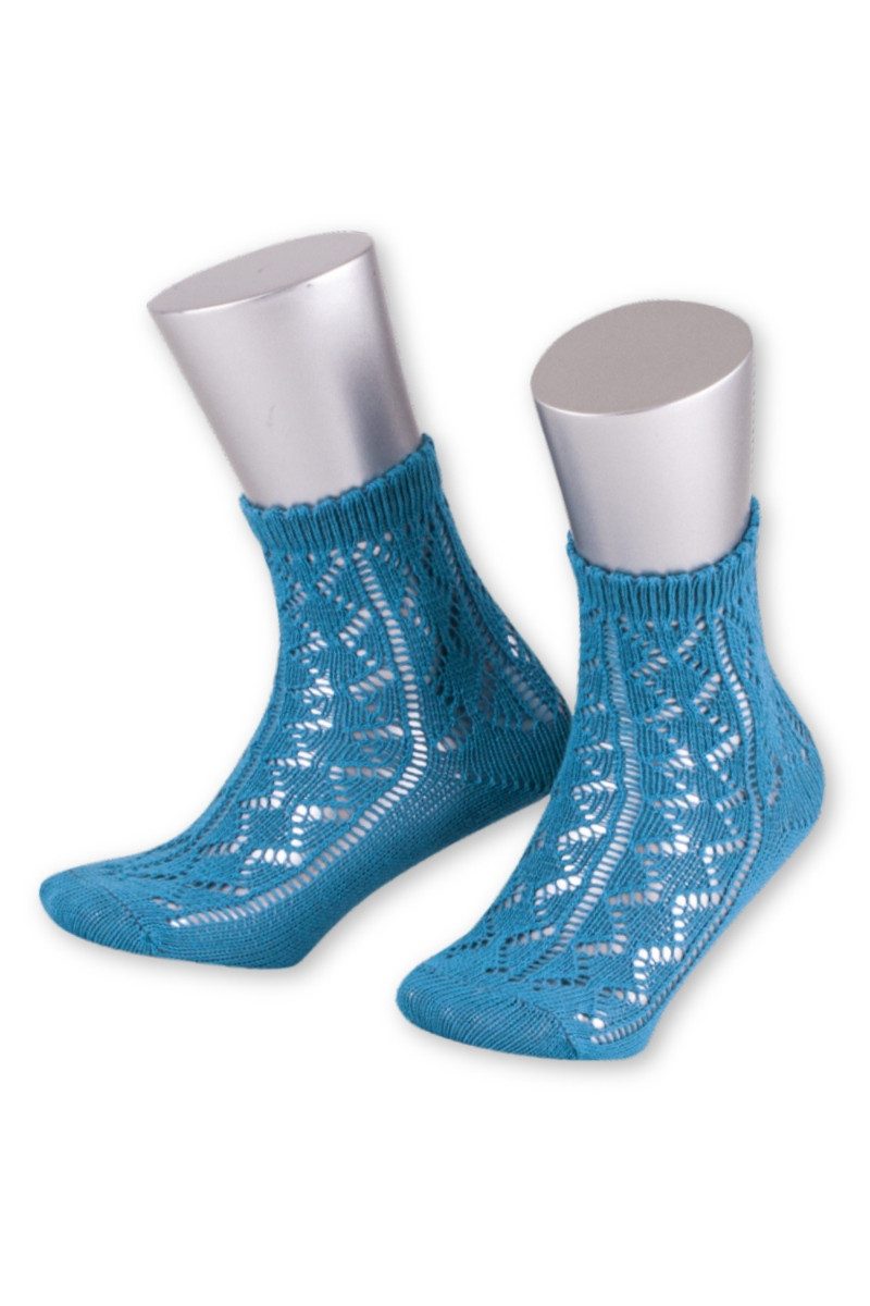 Lusana Trachtensocken Trachtensocken Kinder - AJOUR - beerenrosa, mittelblau