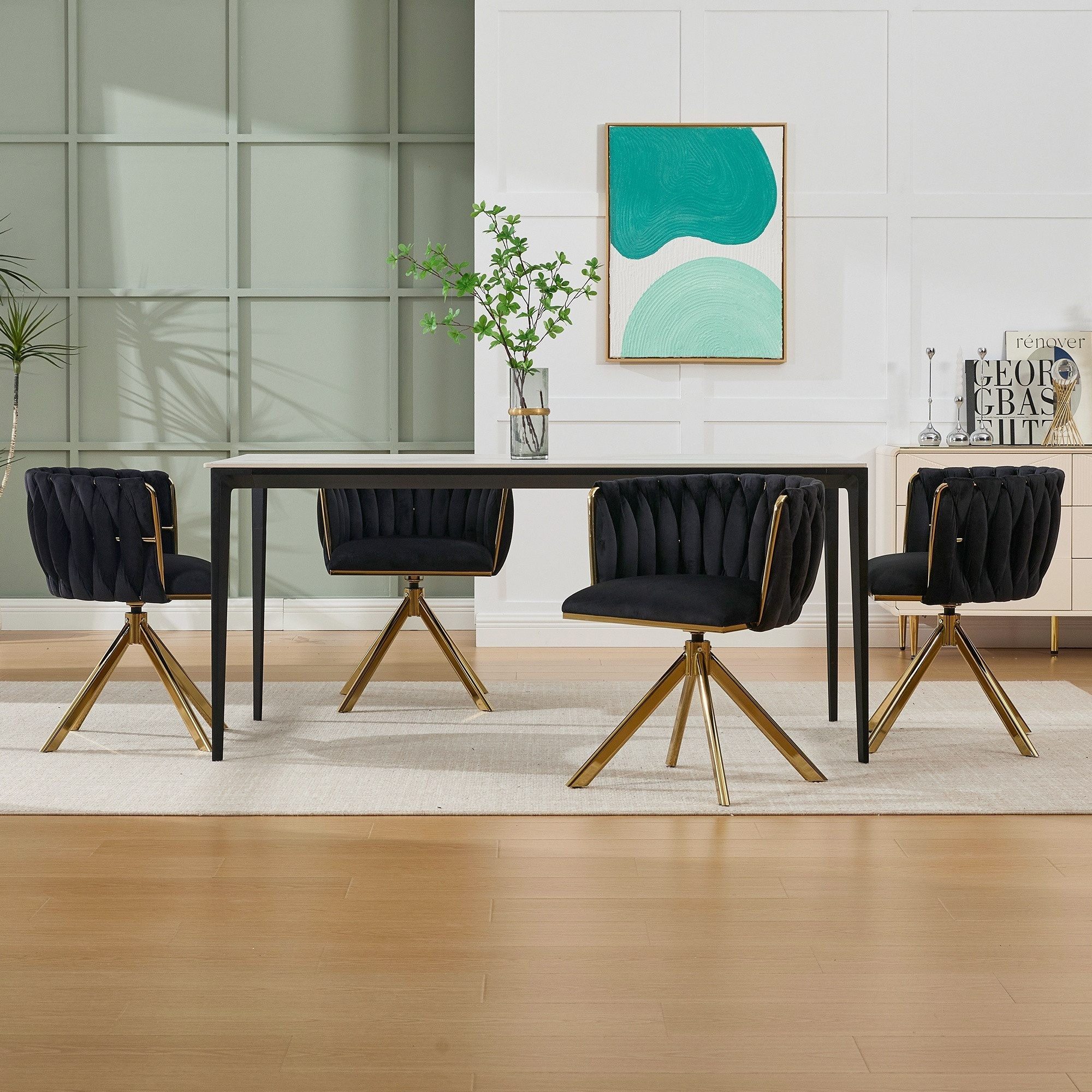 LVHOM Armlehnstuhl Set, 180° drehbar mit runden Rückenlehne, Wohnzimmerstuh günstig online kaufen