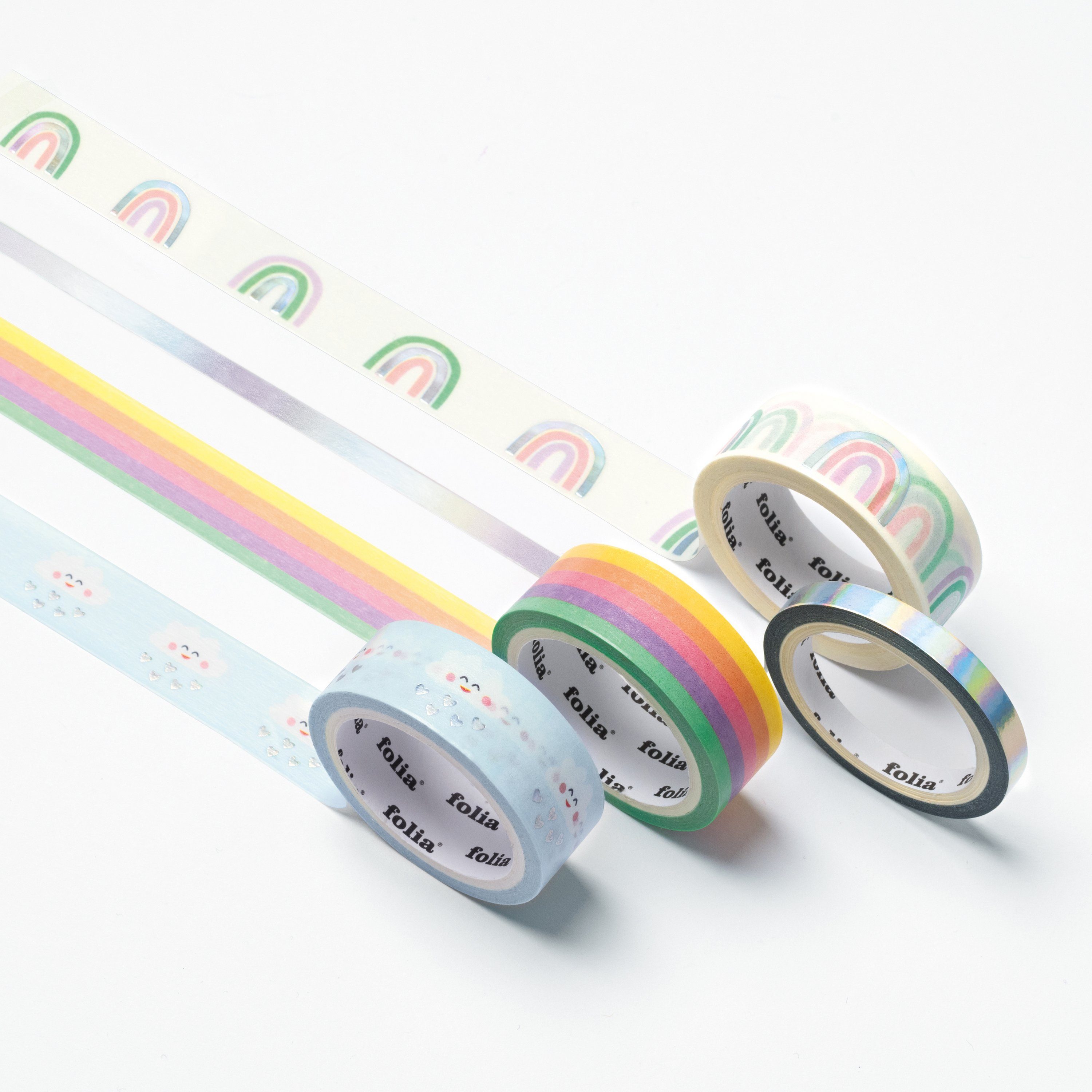 Folia Klebeband Washi Tape Set Hot Foil Rainbow 4 Stück