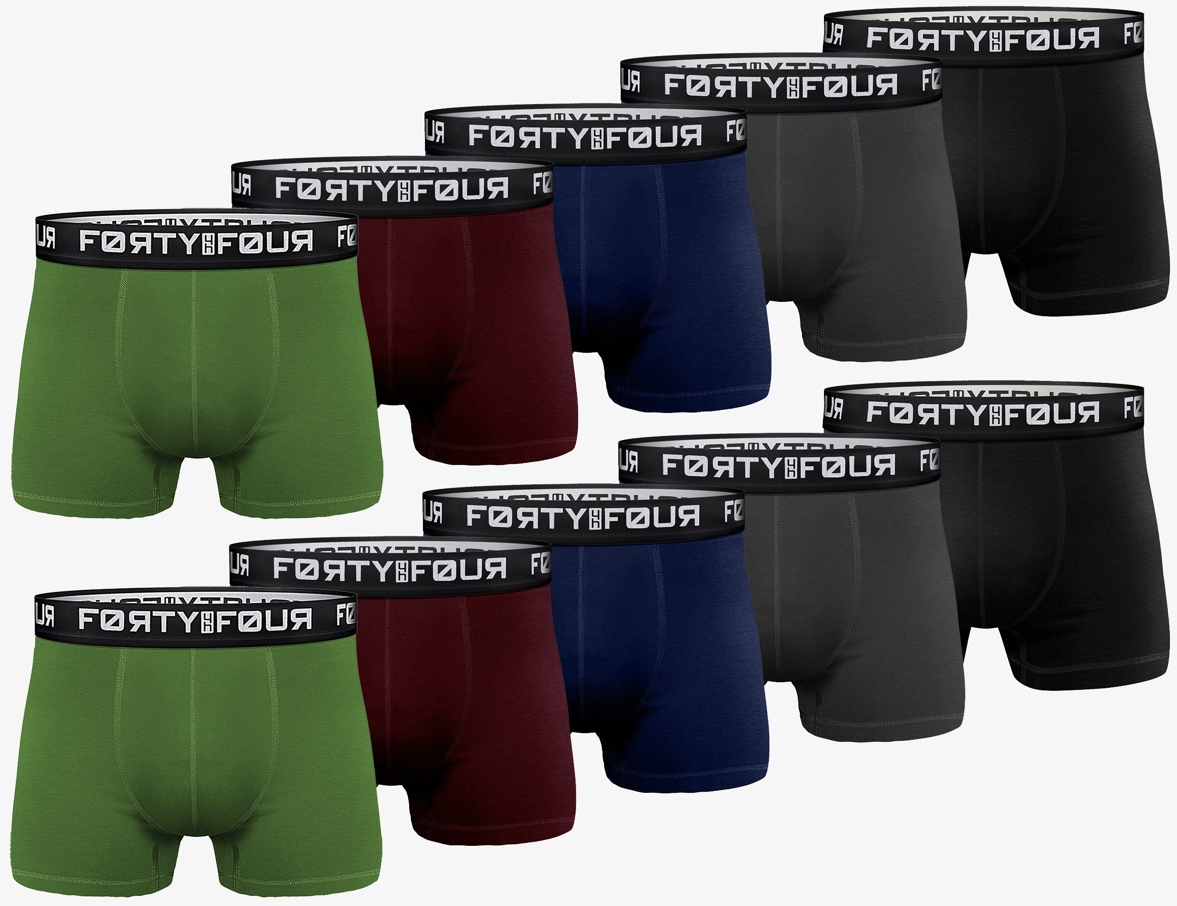 FortyFour Boxershorts Herren Männer Unterhosen Baumwolle Premium Qualität perfekte Passform (Spar Pack, 10er Pack) S - 7XL