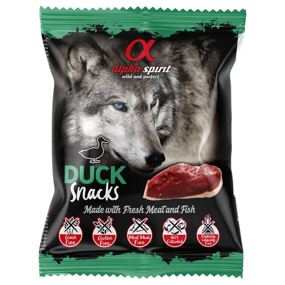 Alpha Spirit Hundesnack gewürfelt Ente 50 g, Snack für: Hund