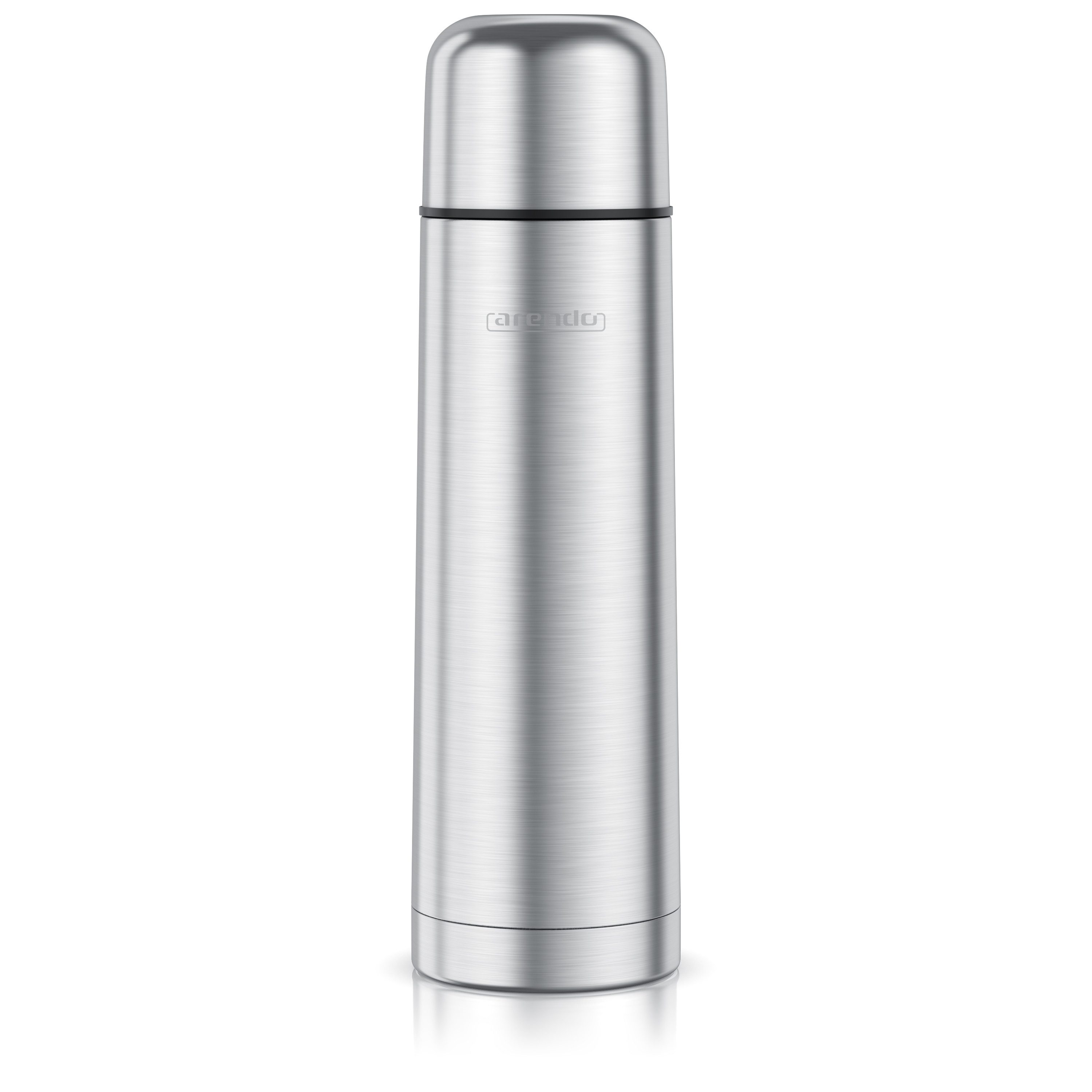 Arendo Thermoflasche Isolierflasche 0,5L Edelstahl Trinkflasche auslaufsicher für Unterwegs, kohlensäuregeeignet, hält Stundelang kalt & warm, BPA-frei, 500 ml