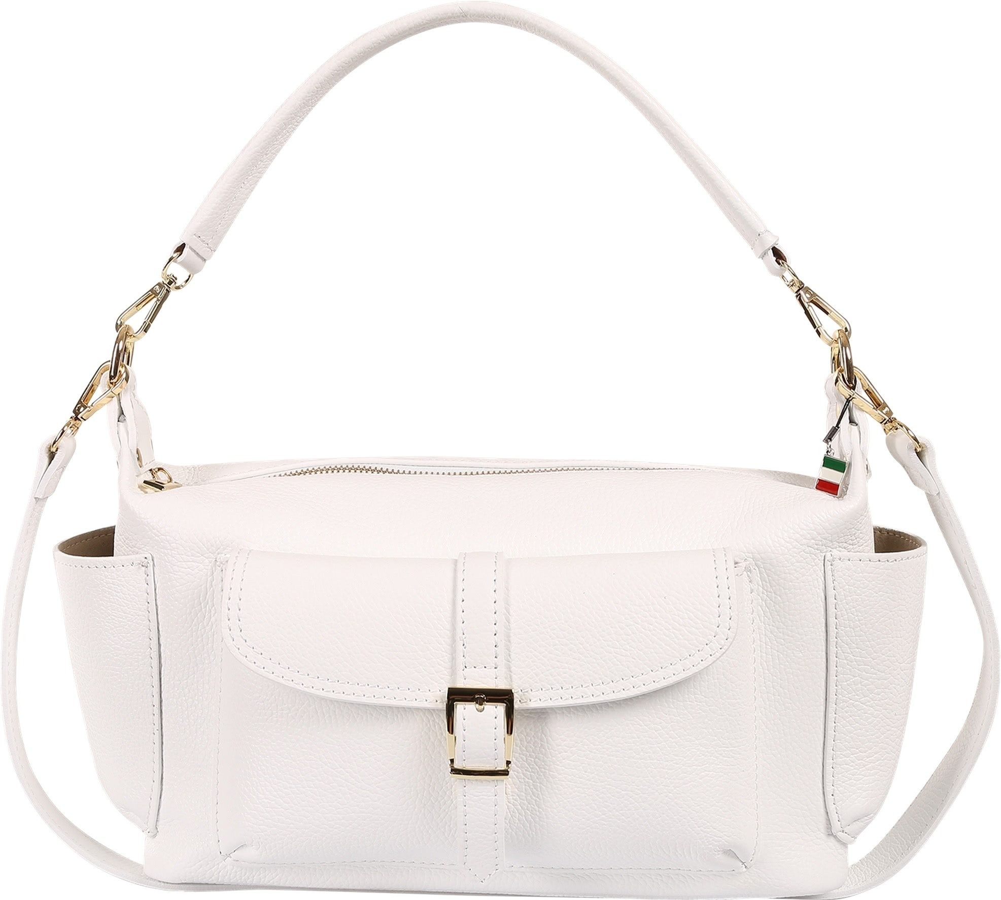 FLORENCE Schultertasche Florence Damen Schultertasche Echtleder (Schultertasche), Damen Schultertasche Leder, weiß ca. 34cm
