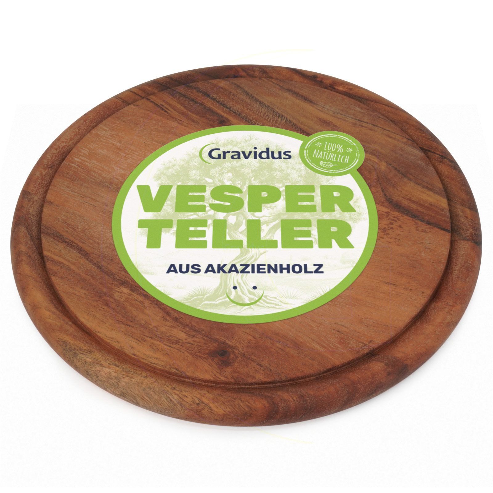 Gravidus Schneidebrett Vesperteller aus Akazienholz – stilvoll & funktional, Akazie, (1-St)