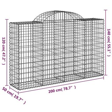 vidaXL Blumentopf Gabione mit Hochbogen 200x50x120/140 cm Verzinktes Eisen (1 St)