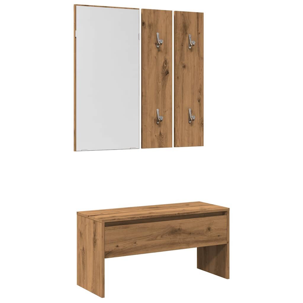 vidaXL Sitzbank Garderoben-Set Artisan-Eiche Holzwerkstoff