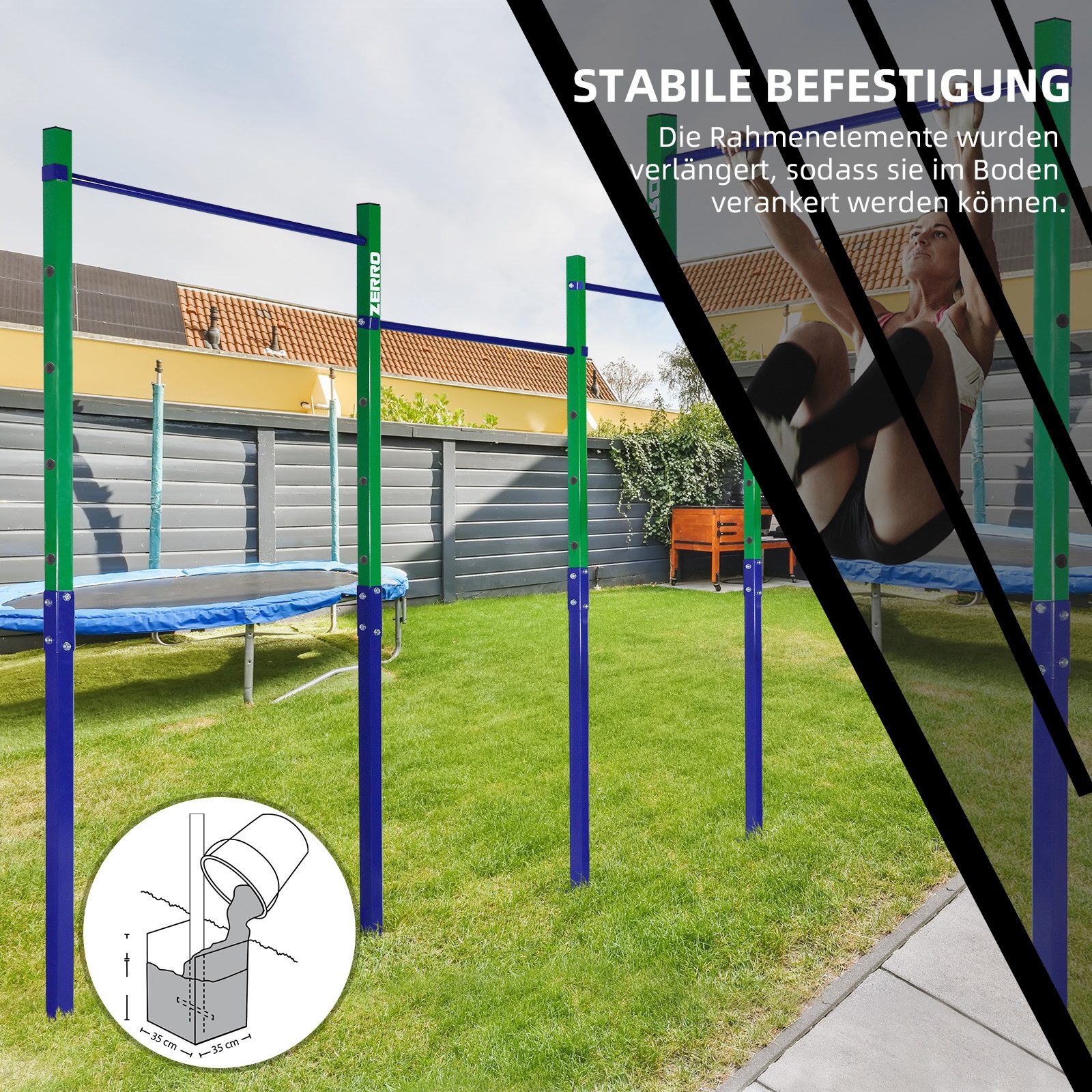 CCLIFE Turnreck Turnreck Reckstange Turnstange outdoor bis 150kg Höhenverstellbar