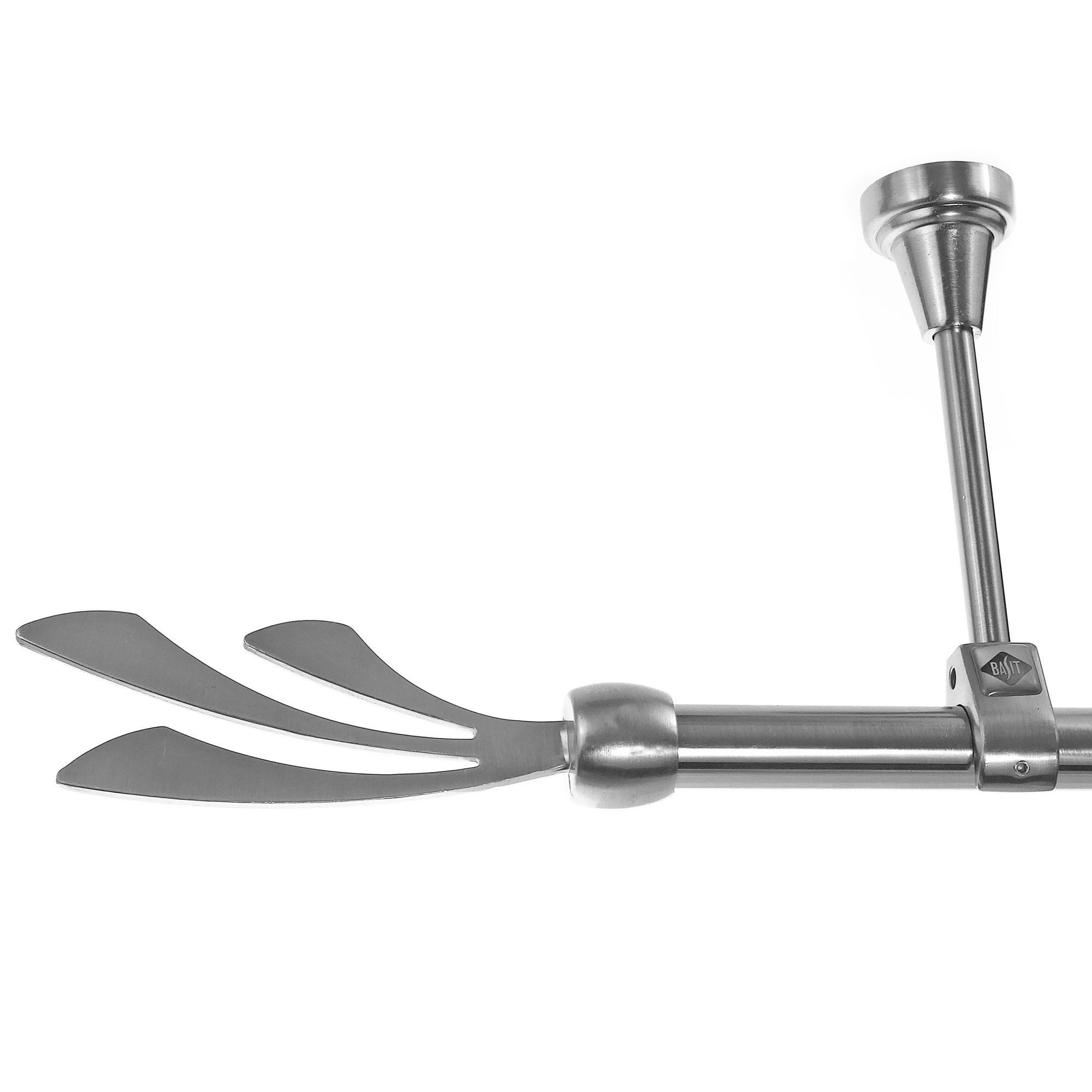 BASIT Gardinenstange Edelstahloptik 20mm mit Deckenträgern 360 cm E84, Ø 20 mm, 1-läufig, verschraubt, Metall, D51R 360 cm E84 Schweif