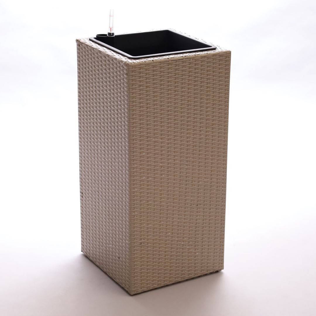 Elegant Einrichten Pflanzkübel Pflanzkübel Polyrattan Säule 30x30x55cm Grau-Meliert (1 St)