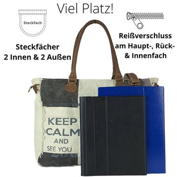 Sunsa Handtasche Damen große Handtasche. XXL Tasche aus Canvas & Leder. Nachhaltige Strandtasche/ Weekender mit Reißverschluss und Stern. Vintage Schultertasche als Geschenkideen für Frauen, enthält recyceltes Material