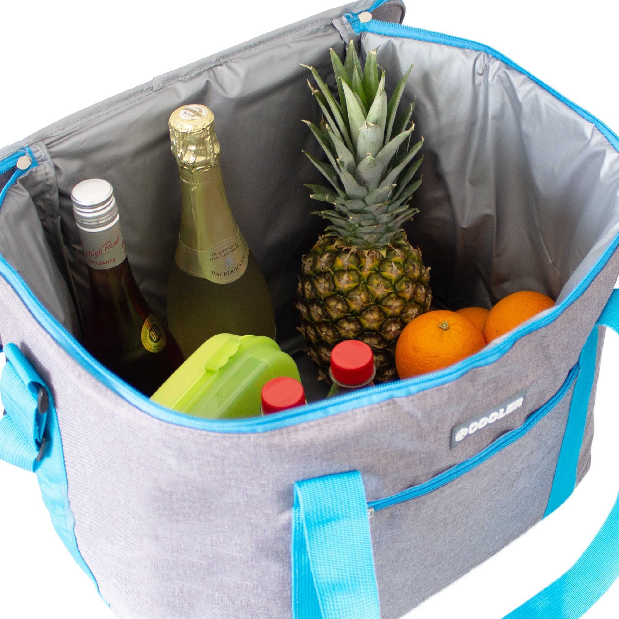 ToCi Kühltasche 36 Liter große Kühltasche Kühlbox Thermotasche Camping Dunkel-Grau – Bild 4 von 5