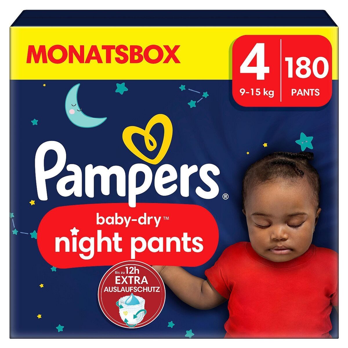Pampers Windeln Monatsbox baby-dry night pants, Gr.4 (9-15 kg) 180 Stück