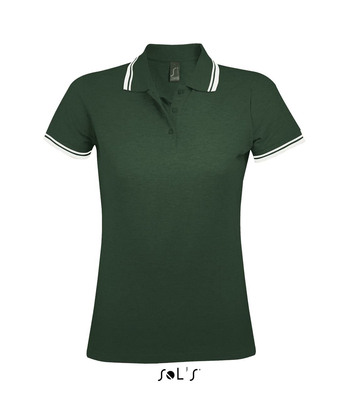 SOLS Lady-Fit Green/White Polohemd kurzarm Poloshirt Polo Shirt Poloshirt Forest Piqué T-Shirt SOL'S Damen Oberteil,