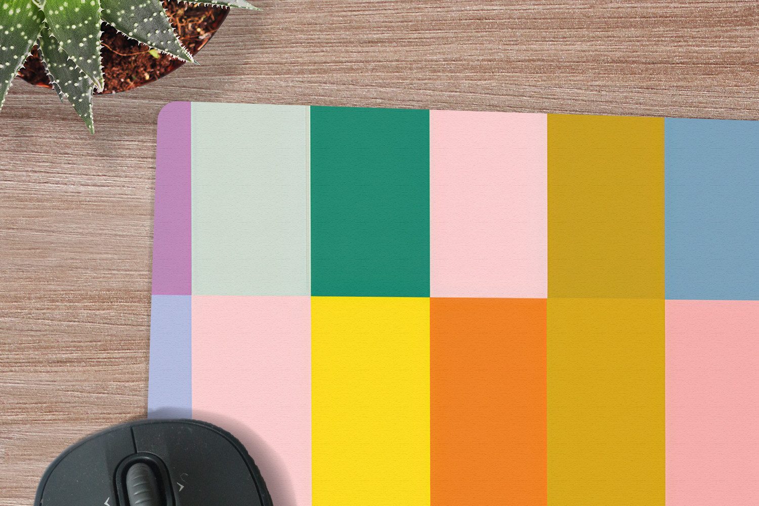 MuchoWow Mauspad Streifen - Blau - Muster - Abstrakt (1-St), Gaming, Mousepad Klein, Büro Zubehör, Mausunterlage, 23x19 cm – Bild 2 von 5