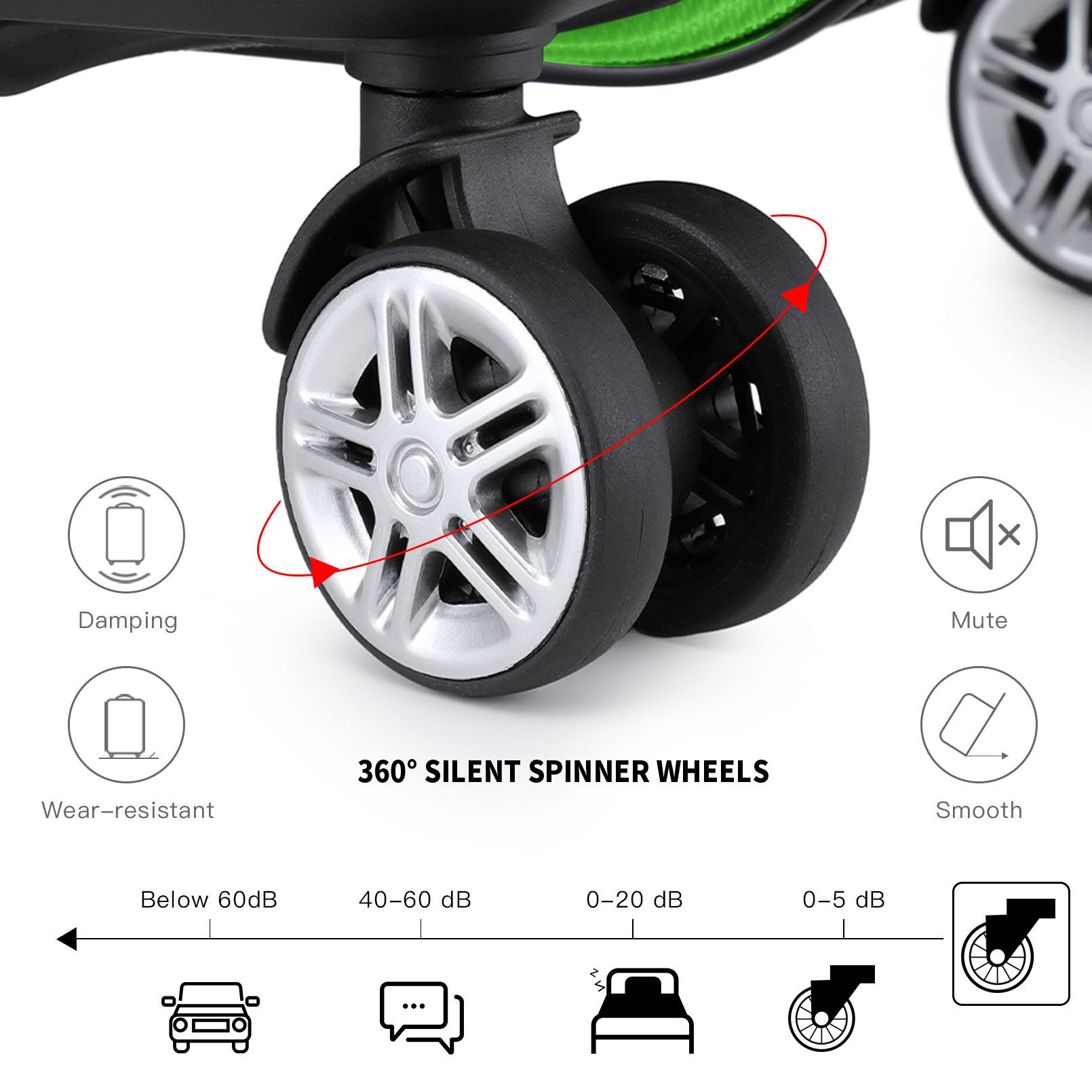 KONO Trolleyset 4 Rollen, (3 tlg), 3 Koffer, 360° Rollen, robuste Hartschale, (3 tlg)