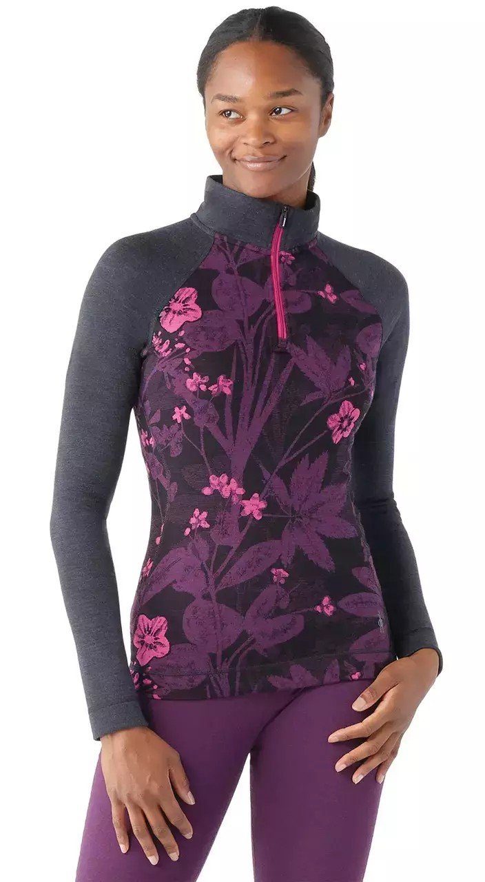 Trangia Funktionsunterhemd Classic iris Women 1/4 Zip Thermal purple floral