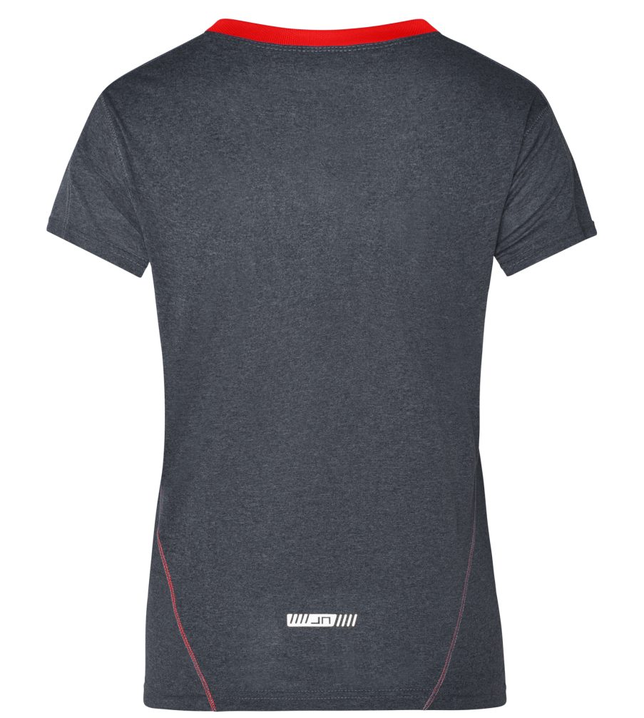 2 Doppelpack Feuchtigkeitsregulierend Laufshirt black-melange/tomato Stück) Kurzarm Laufshirt T-Shirt & James (Doppelpack, und Nicholson Running Damen Atmungsaktiv JN471