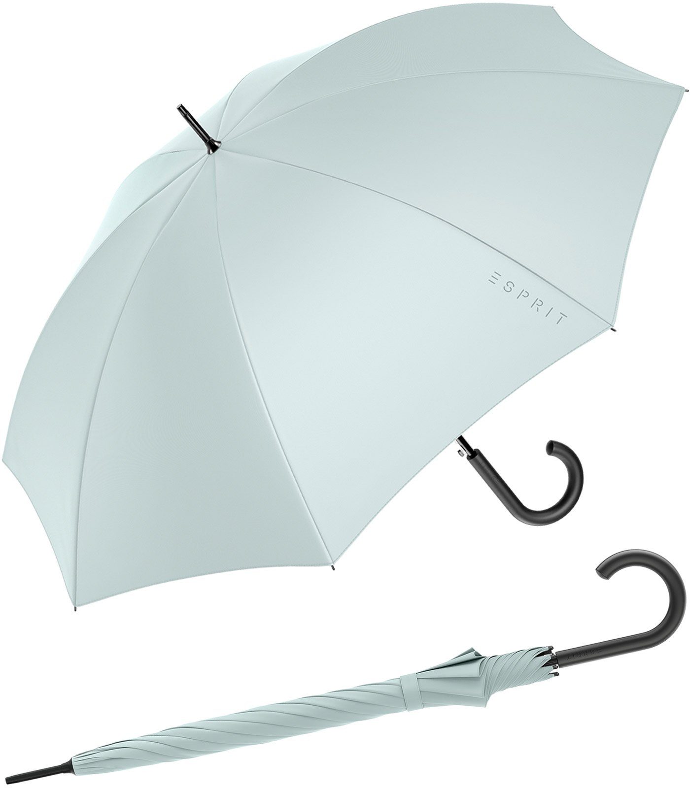 Esprit Stockregenschirm Damen-Regenschirm mit Automatik FJ 2022, groß und stabil, in den Trendfarben graublau