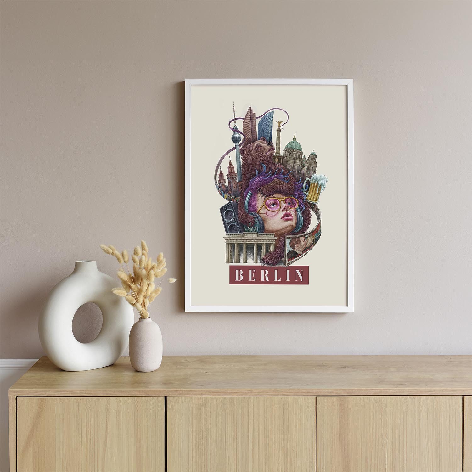 Tulup Bild mit Rahmen Berlin Wandkunst im Rahmen, Wandbild mit Rahmen