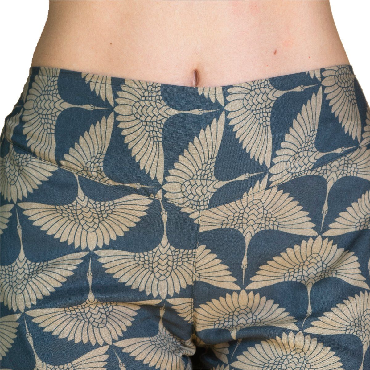 bequeme Pants Baumwolle Damenhose heiliger 100% japanischen Stoffhose oder Sommerhose Mustern bedruckt mit Crane aus Carrot petrol geometrix Geometrie PANASIAM