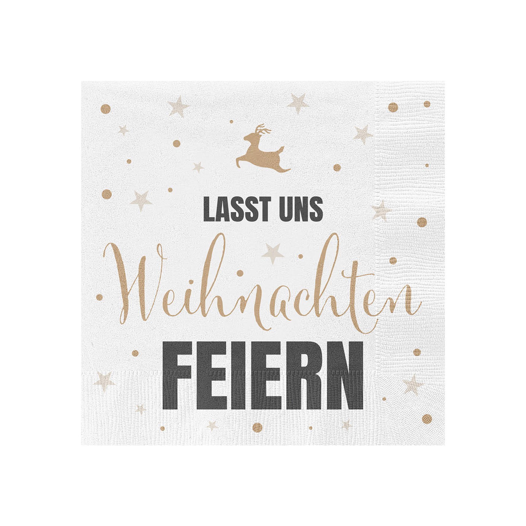 Spetebo Papierserviette Servietten 60 Stück mit 3 Motiven - Weihnachten, (60 Stück), Tischdeko Papierservietten 3er Set mit Spruch