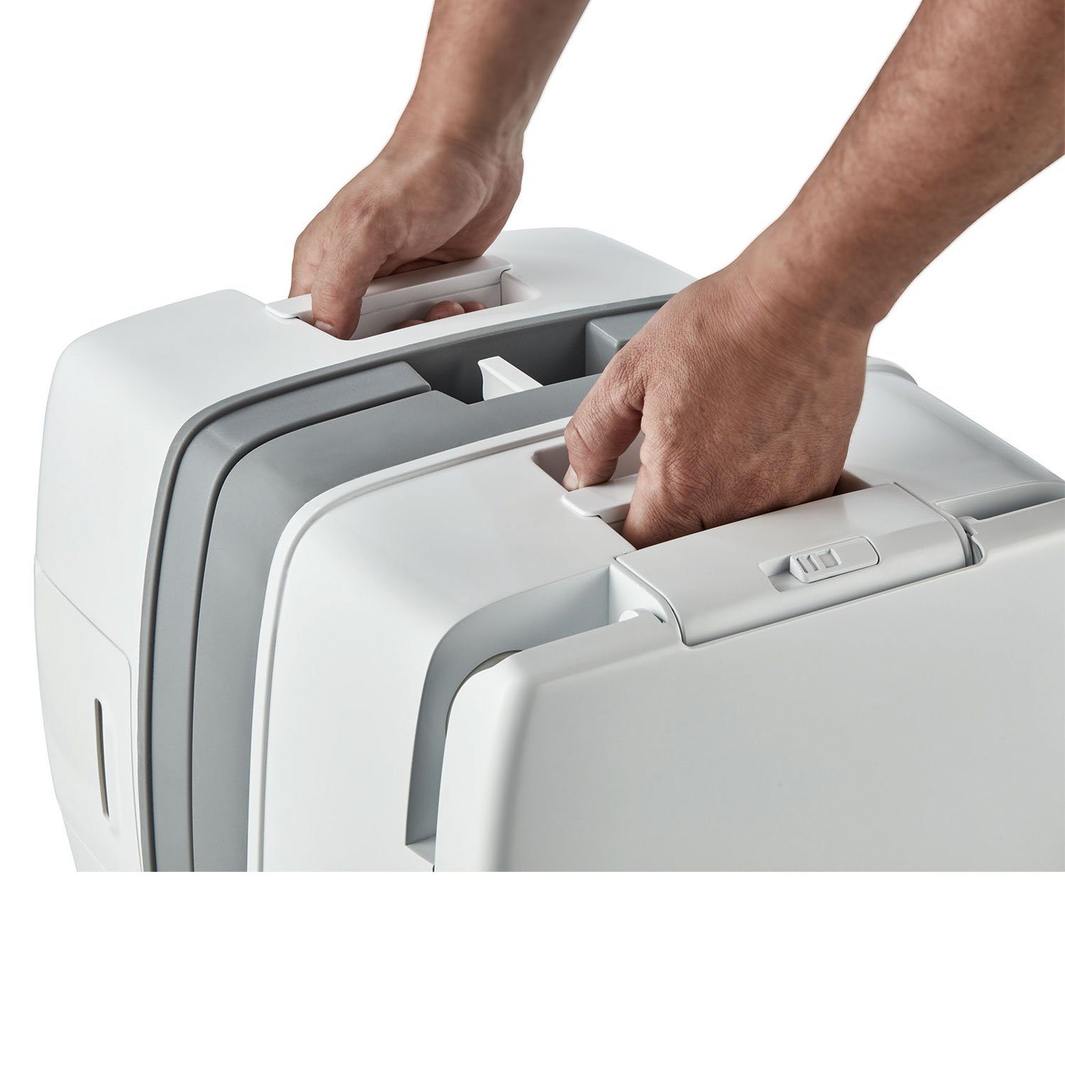 Enders® Campingtoilette Supreme Green Set, (Spar-Set, inkl. 1L RINSE + 1L GREEN + 4 Rollen selbstauflösendes Toilettenpapier), integrierter Papierhalter, Belüftungstaste, Deckel + Brille abnehmbar