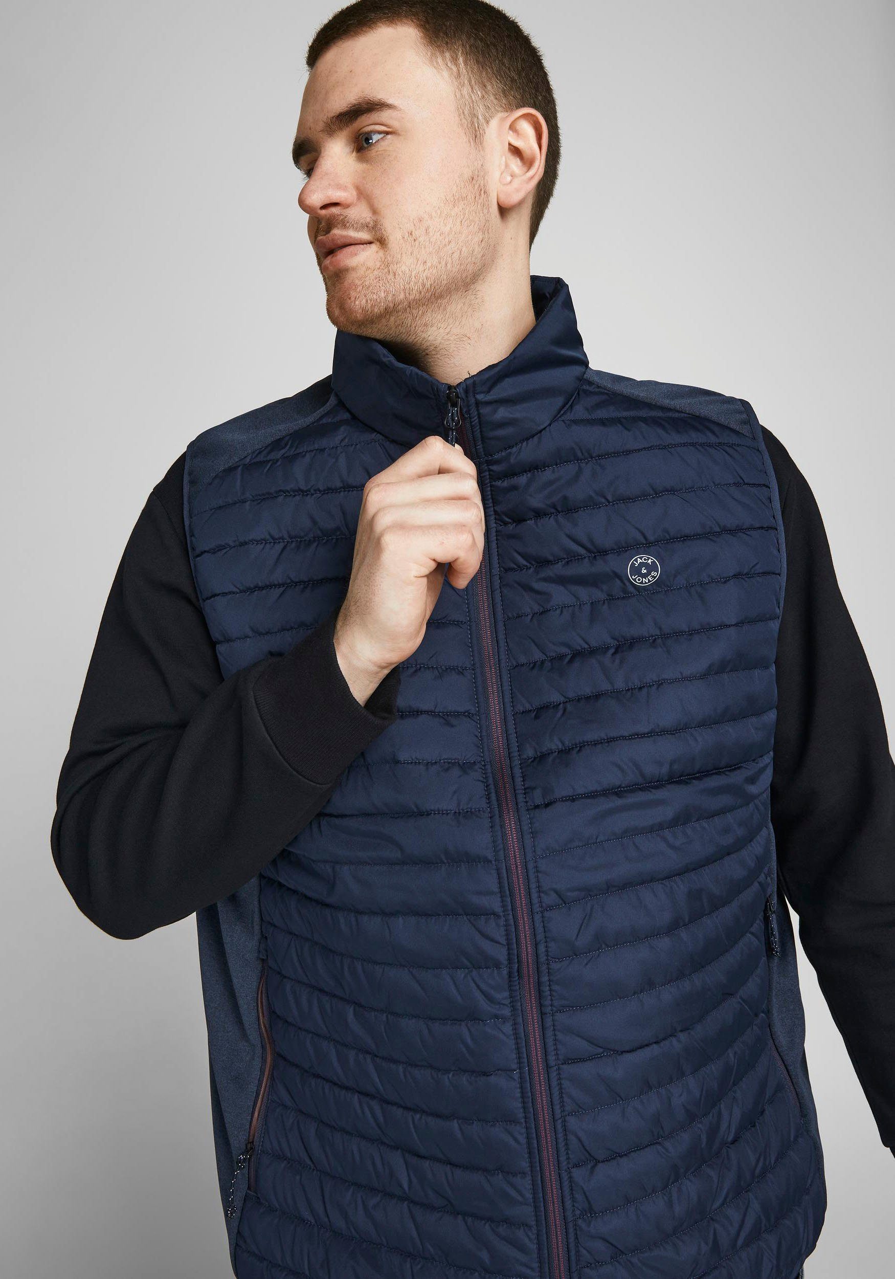 Jack & Jones PlusSize Steppweste MULTI mit Stehkragen und normaler Form unifarben, modisch, regular fit, Polyester, Stehkragen