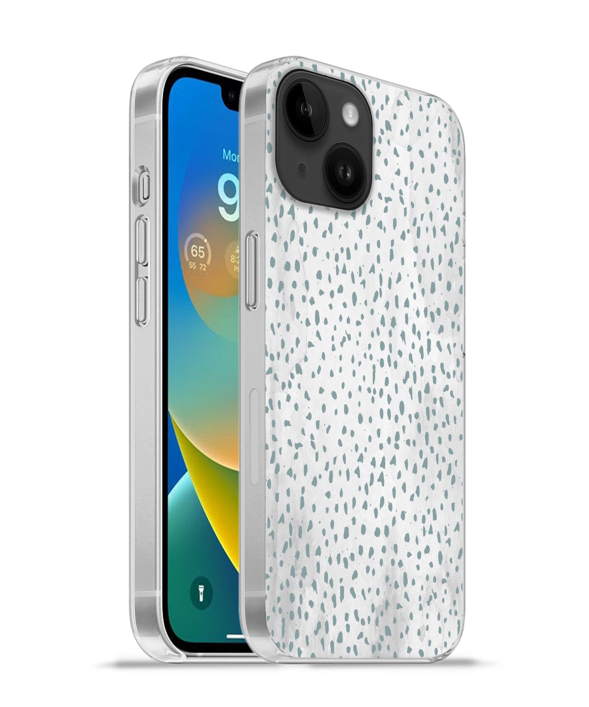 Handyhülle für Apple iPhone 14 Polka dots - Marmor - Weiß