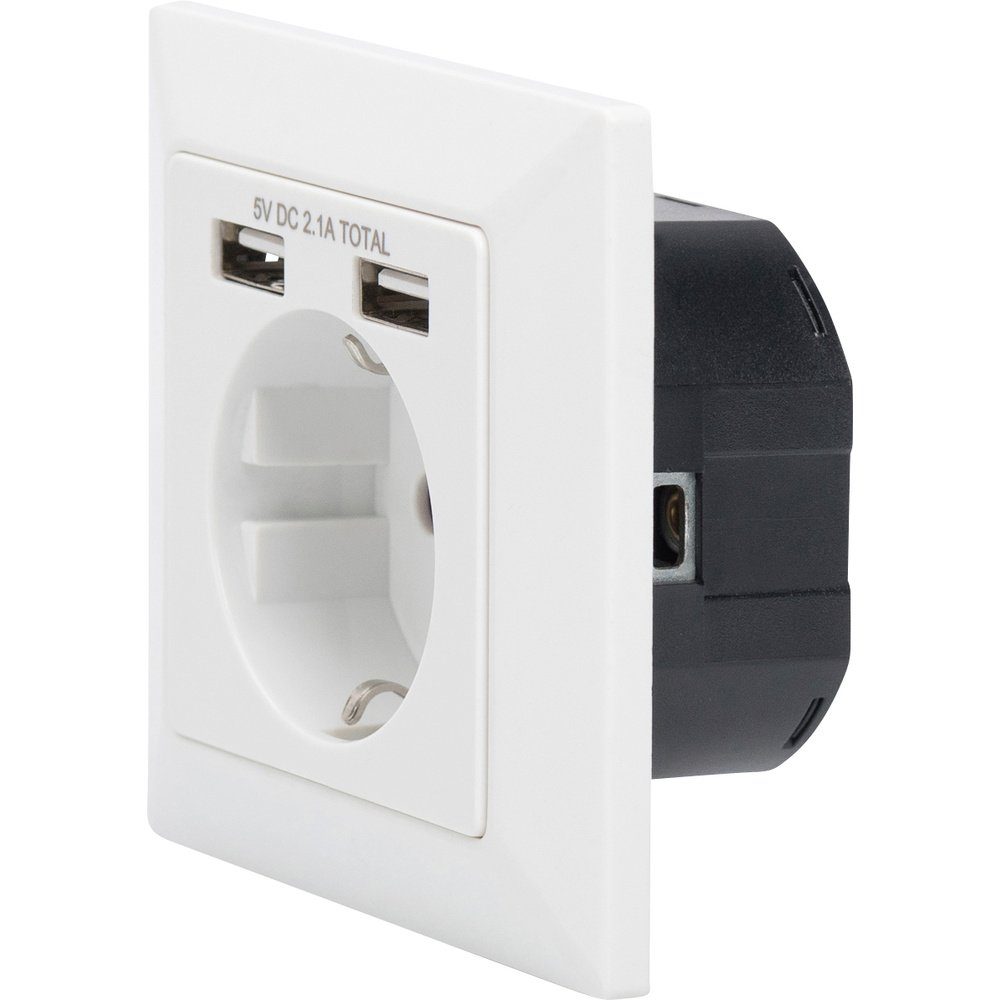 Digitus Steckdose Digitus DA-70613 Unterputz-Steckdose mit USB Weiß