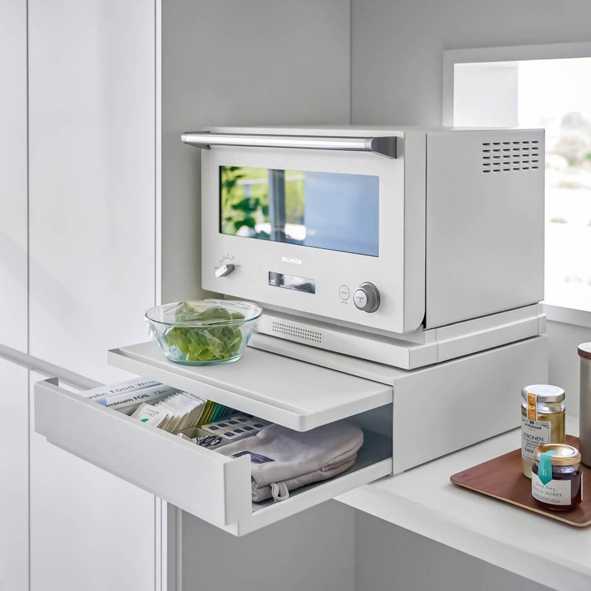 Yamazaki Küchenregal "Tower" Ausziehtablett und Schublade für die Arbeitspl günstig online kaufen