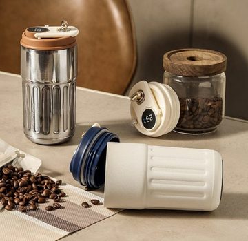 XDeer Thermobecher Kaffeebecher Digitalanzeige Thermosflaschen 450ml 316 Edelstahl Travel, Thermobecher auslaufsicher mit Deckel für Kaffee-to-go Becher