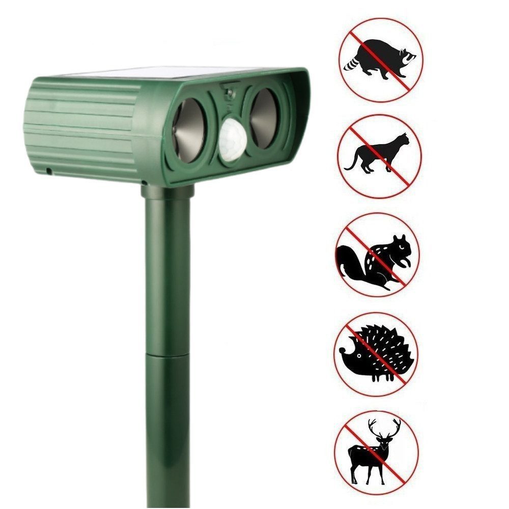 Ultraschall-Tierabwehr Ultraschall Katzenschreck, mit Bewegungsmelder und LED Blitz