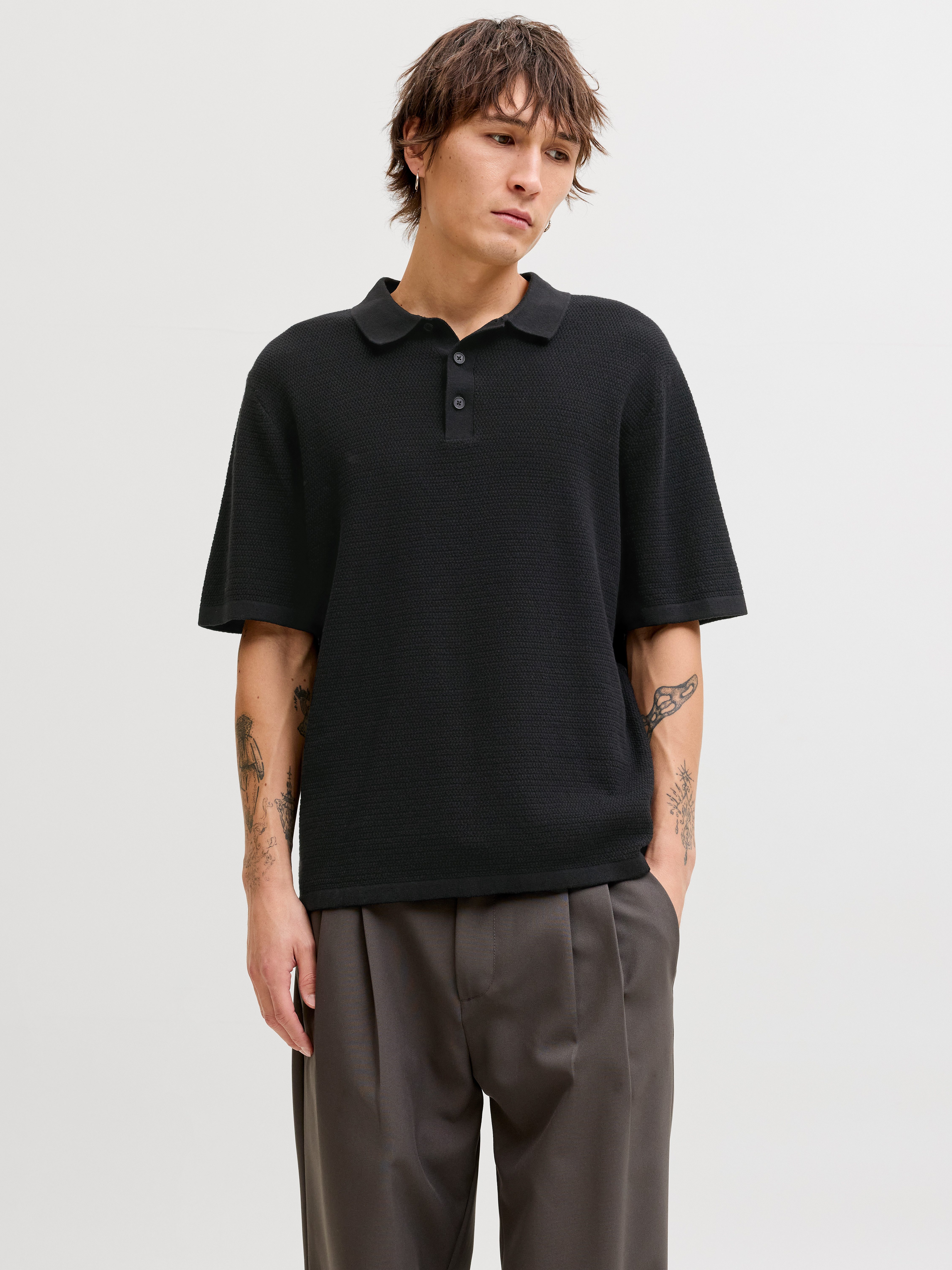 Jack & Jones Kurzarmpullover JJEGEORGE KNIT POLO SS SN mit Polo Kragen günstig online kaufen