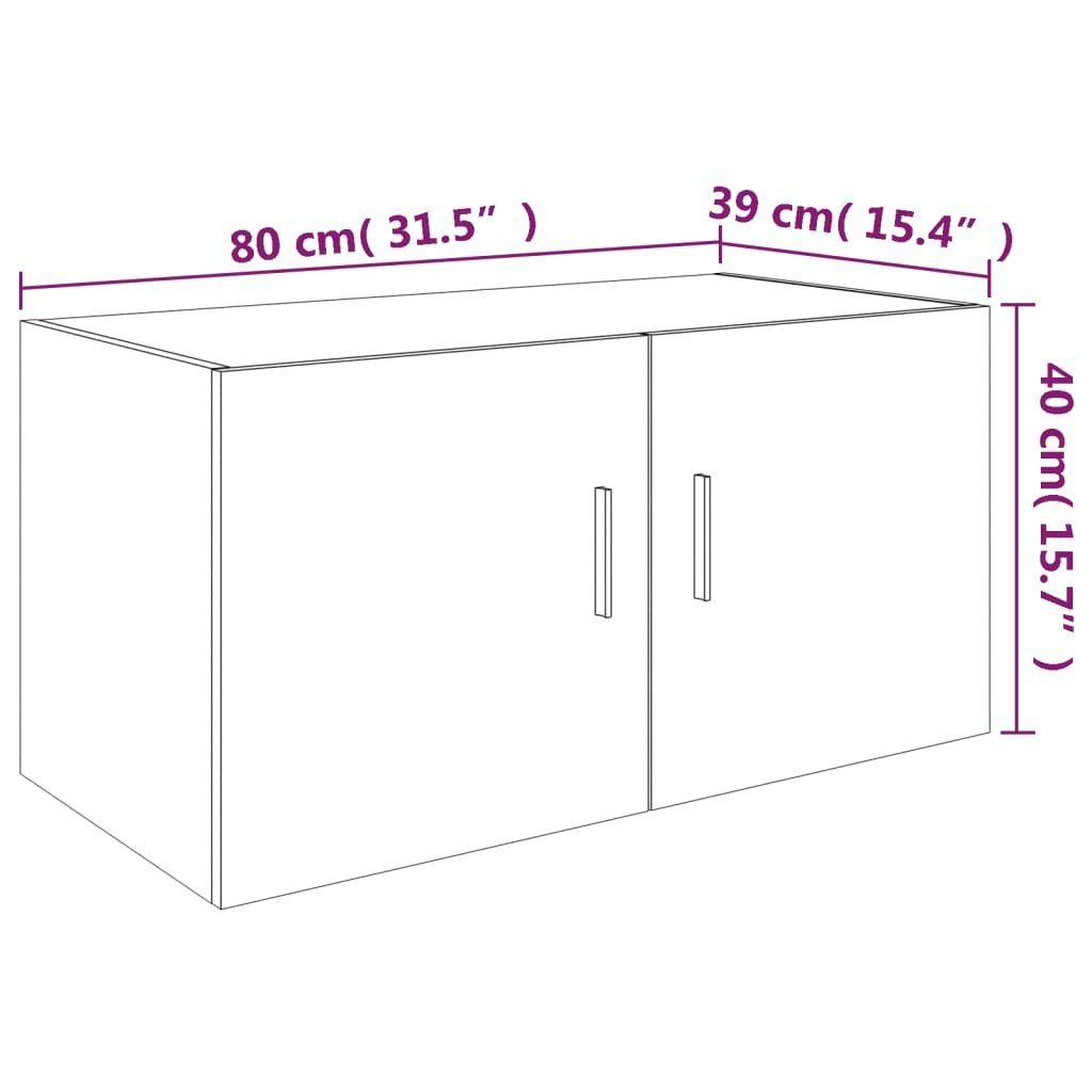 1-tlg. Holzwerkstoff, Eichen-Optik Eiche vidaXL Braun 80x39x40 Regal Wandschrank Braune cm