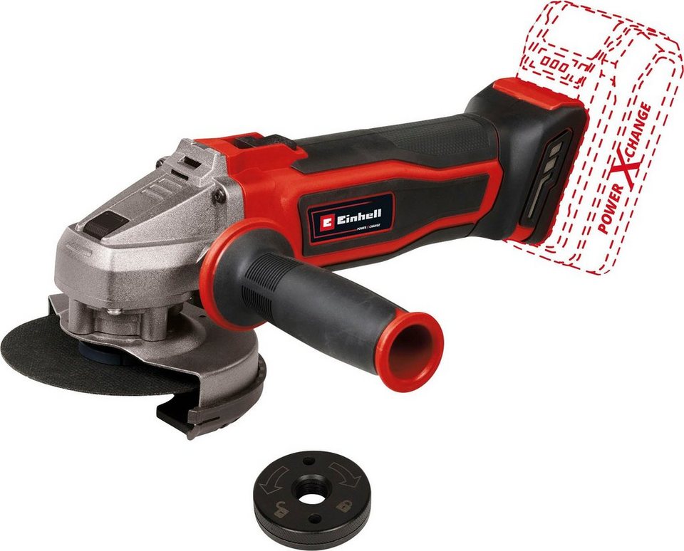 Einhell Akku-Winkelschleifer Power X-Change TE-AG 18/115 Q Li Solo, max.  8500 U/min, ohne Akku und ohne Ladegerät, Quick Fix Nut für einen  schnellen, werkzeuglosen Scheibenwechsel