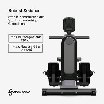 Capital Sports Rudermaschine Themis (Set, Trainingscomputer mit LED-Display), klappbar Magnetrudergerät Trainer Ruderbank LED Stahl