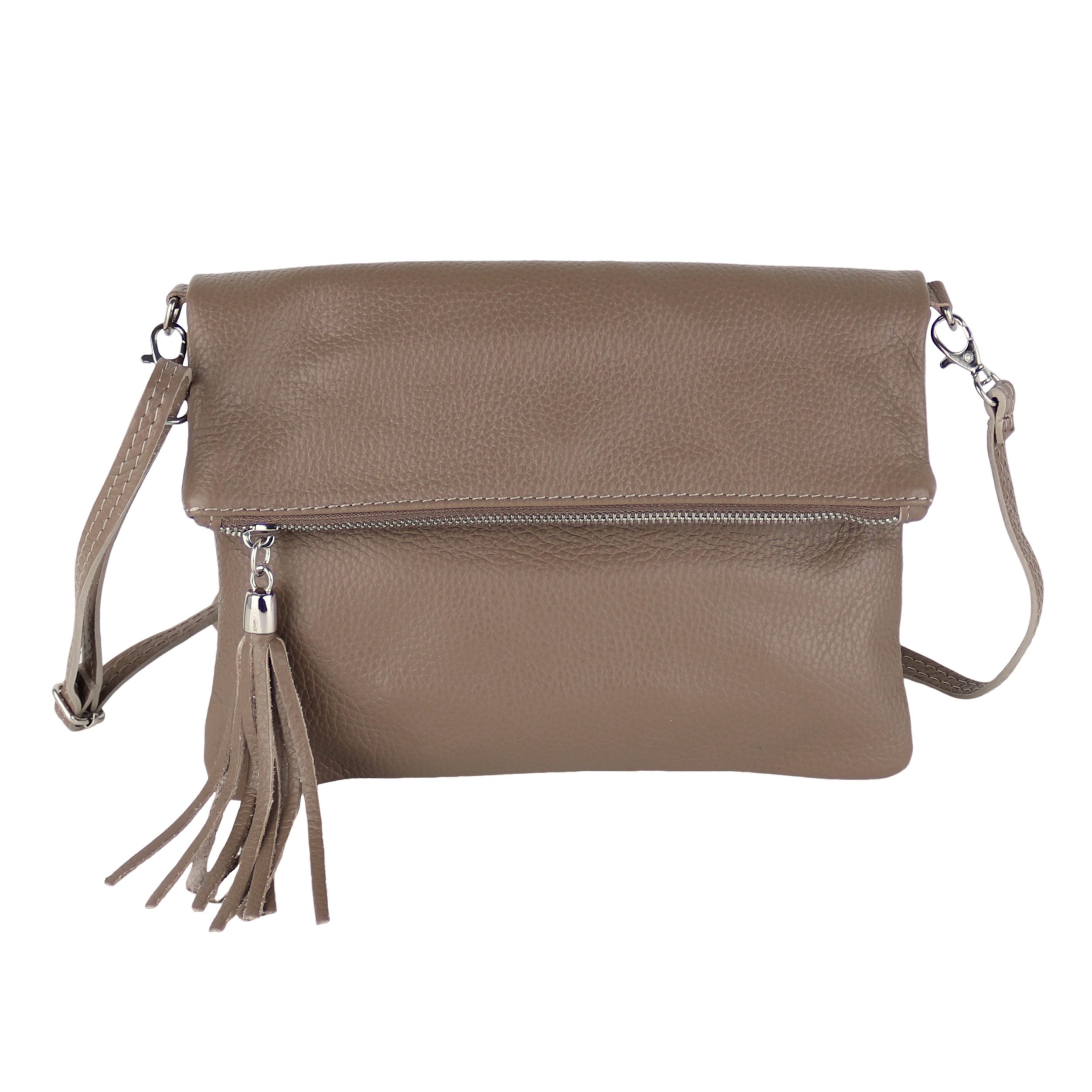 MIRROSI Umhängetasche Damen, Crossbody Bag, Echtleder Made in Italy (1 Tasche 2 Gurte oder Basic Version 1 Tasche 1 Gurt, verstellbaren Schulterriemen), 26x18x2cm (BXHXT)